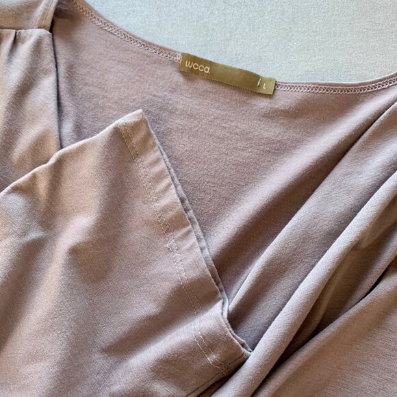 LUCCA Grey Twist Front Long Sleeve Top Grey L - Picture 5 of 5